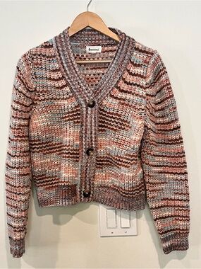 &merci Multicolor Striped uKnit Cardigan - Pink & Brown